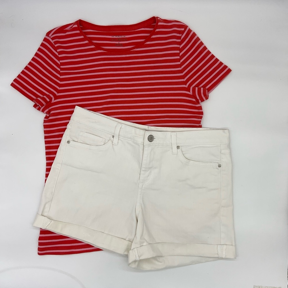 Bundle Vintage America White Denim Shorts + Talbots Tee